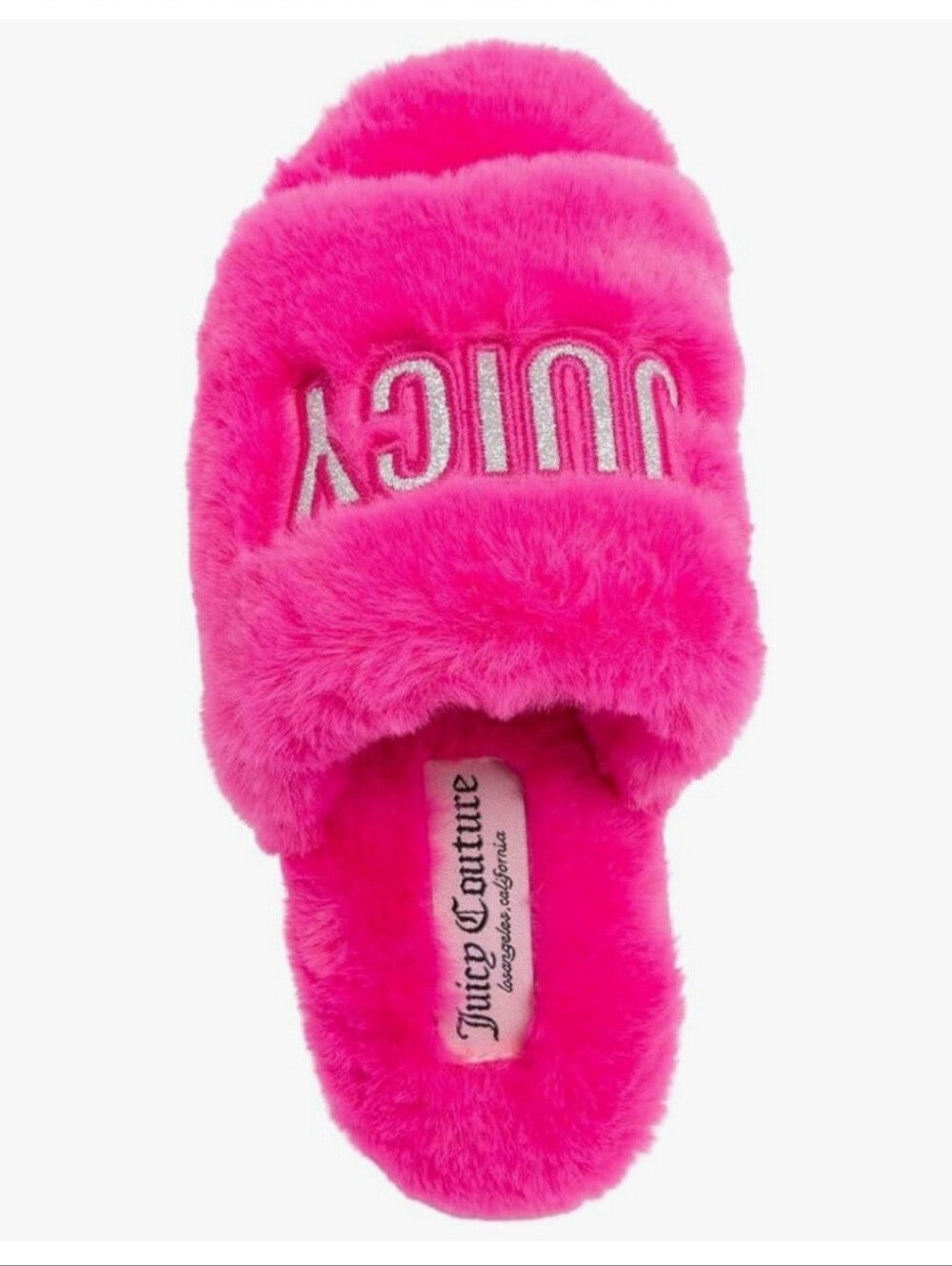 Juicy Couture Bright Hot Pink Faux Fur Slide